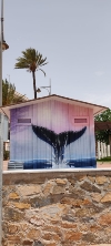 Urban art decorates seafront public toilets in Puerto de Mazarron