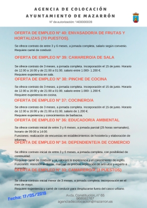 Ofertas de empleo 17 de mayo