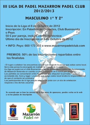 CARTEL LIGA LOCAL DE PADEL MASCULINA 2012
